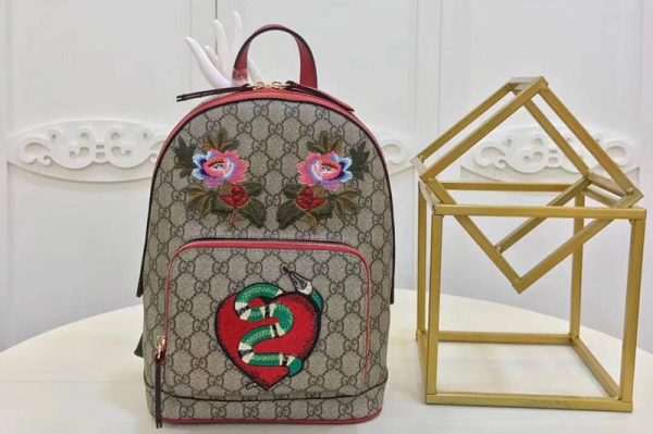 Replica Gucci 427042 Embroidered Snake GG Supreme Backpack