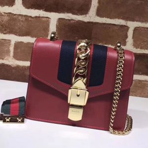 Replica Gucci 431666 Sylvie Leather mini Chain Bag Red