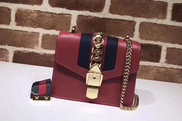 Replica Gucci 431666 Sylvie Leather mini Chain Bag Red