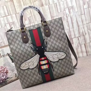 Replica Gucci 437549 Web Animalier GG Supreme Tote with Bee