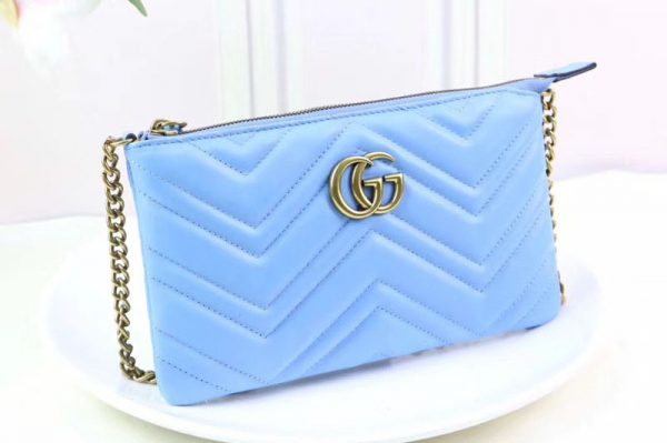 Replica Gucci 443447 GG Marmont mini chain bags Blue