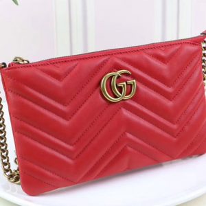 Replica Gucci 443447 GG Marmont mini chain bags Red