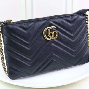 Replica Gucci 443447 GG Marmont mini chain bags Black