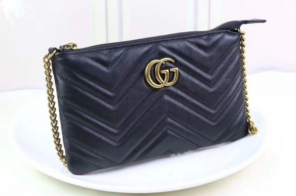 Replica Gucci 443447 GG Marmont mini chain bags Black