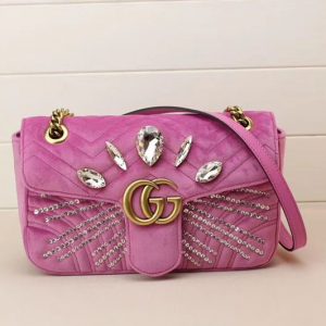 Replica Gucci 443497 GG Marmont Velvet small shoulder bags Pink