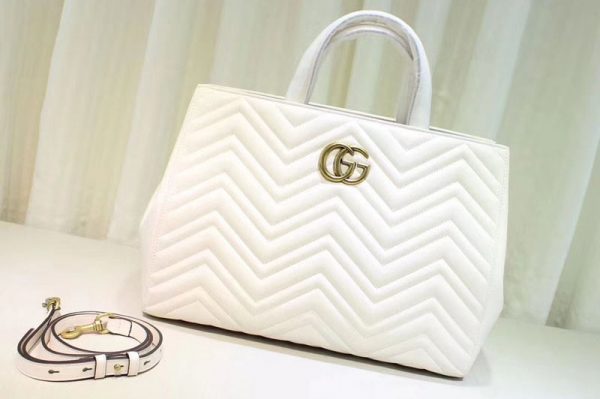 Replica Gucci 443505 GG Marmont medium matelassé top handle bags White