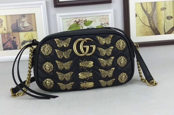 Replica Gucci 447632 GG Marmont Animal Studs Leather Shoulder Bag