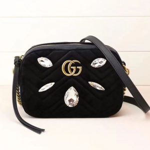 Replica Gucci 448065 GG Marmont mini bags Black Velvet