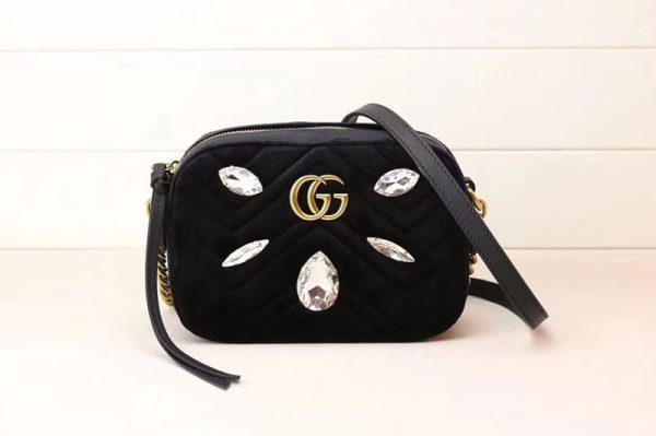 Replica Gucci 448065 GG Marmont mini bags Black Velvet