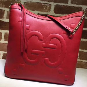 Replica Gucci 453562 Embossed GG Leather Hobo Bags Red