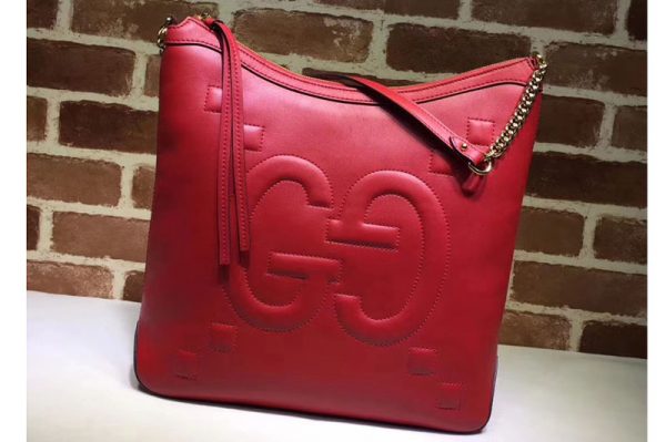 Replica Gucci 453562 Embossed GG Leather Hobo Bags Red