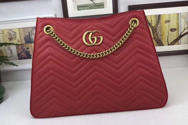 Replica Gucci 453569 GG Marmont Matelasse Shoulder Bags Red