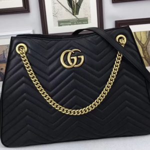 Replica Gucci 453569 GG Marmont Matelasse Shoulder Bags Black