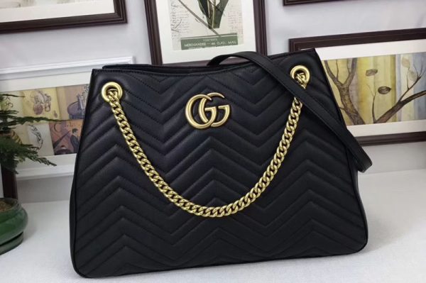 Replica Gucci 453569 GG Marmont Matelasse Shoulder Bags Black