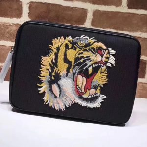 Replica Gucci 473883 Tiger Embroidery Techno Canvas Tablet Case Black