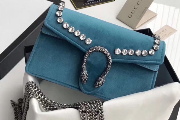 Replica Gucci 476432 Dionysus super mini bag with crystals Light Blue