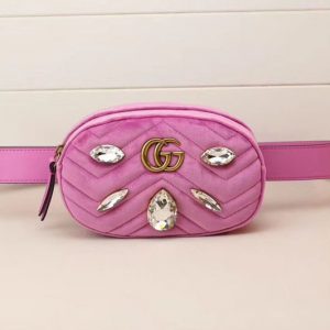 Replica Gucci 476434 GG Marmont belt bags Pink Velvet