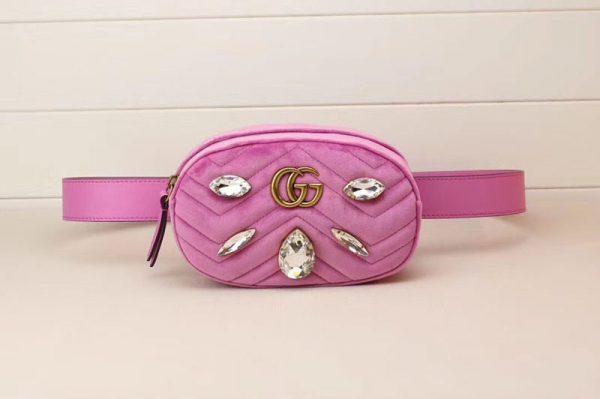 Replica Gucci 476434 GG Marmont belt bags Pink Velvet