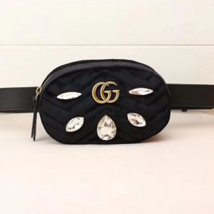 Replica Gucci 476434 GG Marmont belt bags Black Velvet