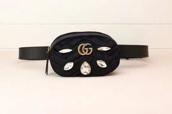 Replica Gucci 476434 GG Marmont belt bags Black Velvet