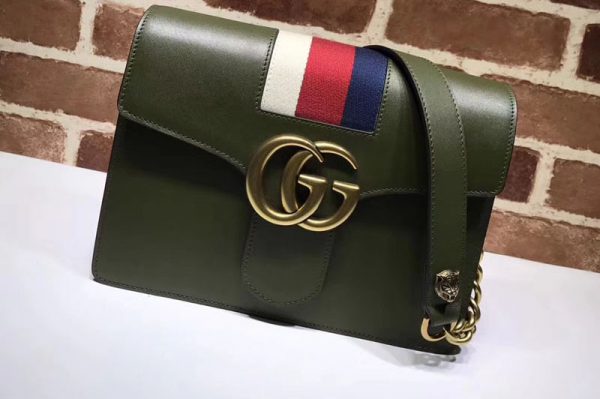 Replica Gucci 476468 GG Marmont Leather Shoulder Bags Green