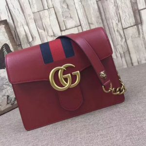 Replica Gucci 476468 GG Marmont Leather Shoulder Bags Red