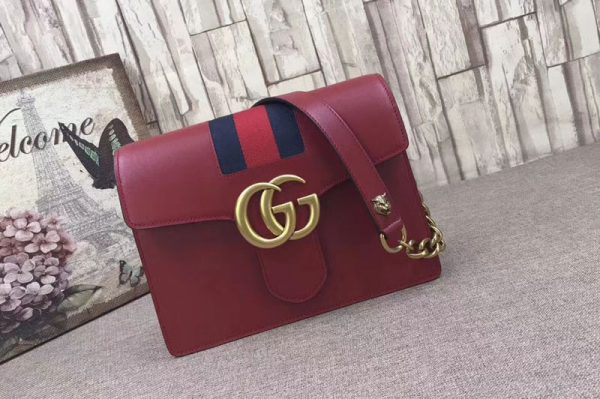 Replica Gucci 476468 GG Marmont Leather Shoulder Bags Red