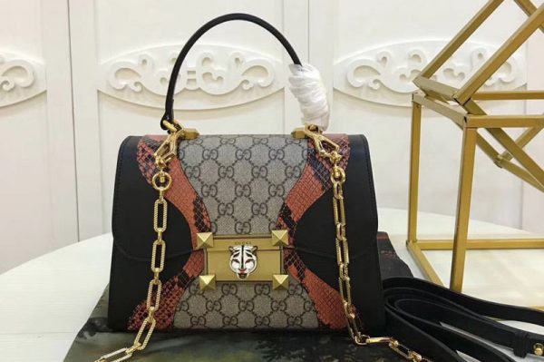 Replica Gucci 497996 Osiride small GG Supreme top handle bags Snake