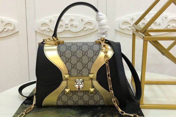 Replica Gucci 497996 Osiride small GG Supreme top handle bags Gold