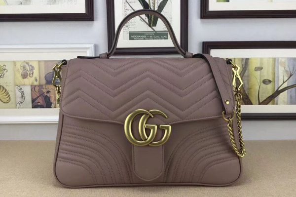 Replica Gucci 498109 GG Marmont medium top handle bags Pink