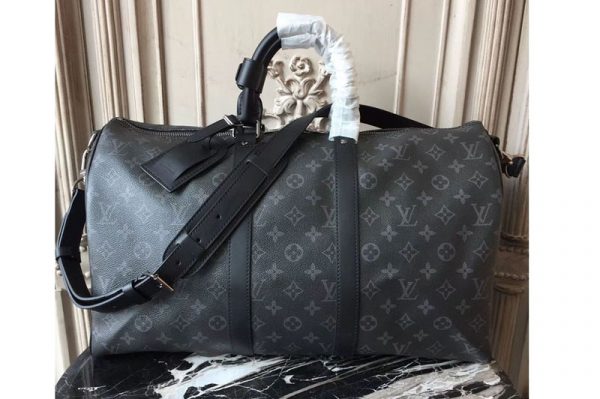 Replica Louis Vuitton M40569 Keepall 45 Bandouliere Monogram Eclipse canvas Bags