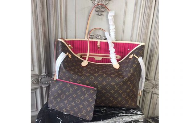 Replica Louis Vuitton M41180 Neverfull GM Monogram Canvas Bags Rosy