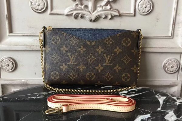 Replica Louis Vuitton M44058 Pallas Clutch Monogram Canvas Bags Blue