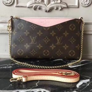 Replica Louis Vuitton M44037 Pallas Clutch Monogram Canvas Bags Pink