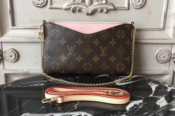 Replica Louis Vuitton M44037 Pallas Clutch Monogram Canvas Bags Pink