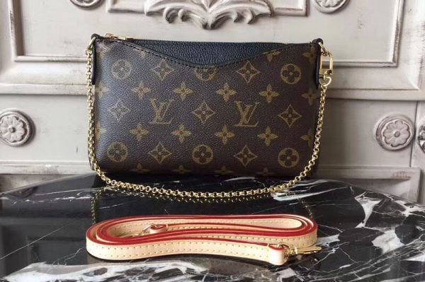 Replica Louis Vuitton M41639 Pallas Clutch Monogram Canvas Bags Black