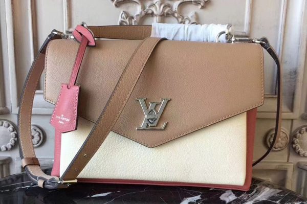 Replica Louis Vuitton M53506 Mylockme Lockme Calf Leather Bags Vieux Rose Sesame Creme