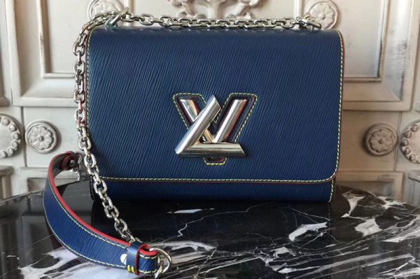 Replica Louis Vuitton M54899 Twist MM Epi Leather Bags Blue