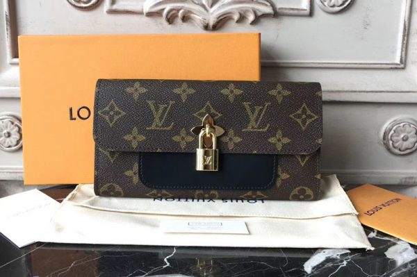 Replica Louis Vuitton M62577 Flower Lock Monogram Canvas Wallet Black