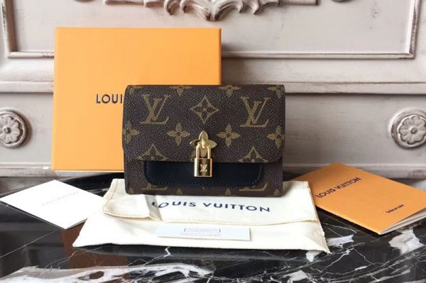 Replica Louis Vuitton M62578 Monogram Canvas Flower Lock Compact Wallet Black