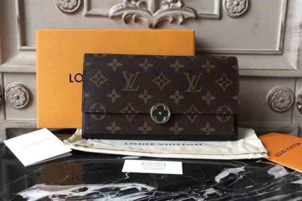 Replica Louis Vuitton M64585 Flore Monogram Canvas Wallet Black