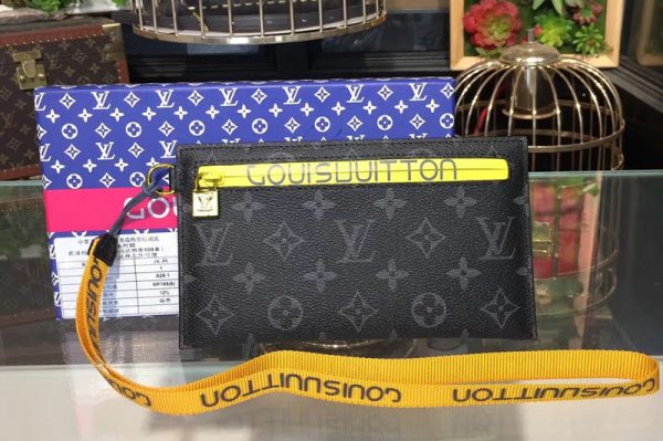 Replica Louis Vuitton M68004 Ribbon Pouches MM Monogram Eclipse Canvas Black