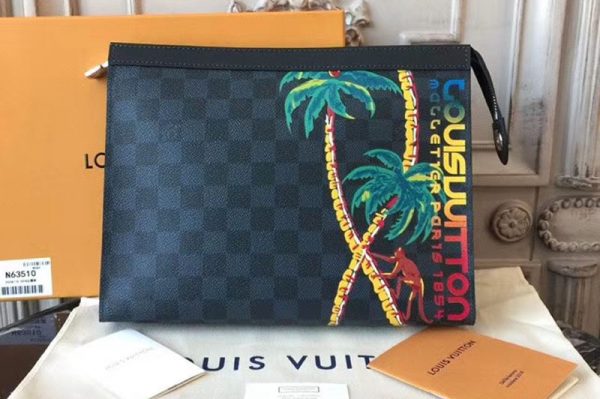 Replica Louis Vuitton N63510 Pochette Voyage MM Damier Cobalt Canvas Bags