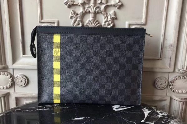 Replica Louis Vuitton N60107 Pochette Voyage MM Damier Graphite Canvas Yellow