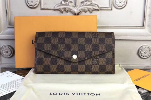 Replica Louis Vuitton N60114 Damier Ebene Canvas Sarah Wallet