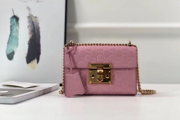 Replica Gucci 409487 Padlock small Signature shoulder bags Pink