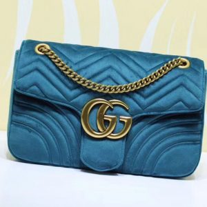 Replica Gucci 443496 GG Marmont Velvet Shoulder Bags Blue