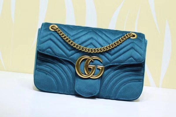 Replica Gucci 443496 GG Marmont Velvet Shoulder Bags Blue