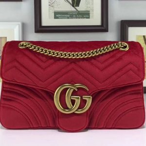 Replica Gucci 443496 GG Marmont Velvet Shoulder Bags Red