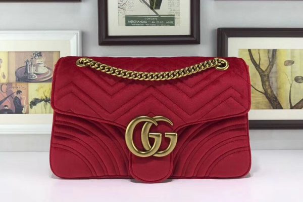 Replica Gucci 443496 GG Marmont Velvet Shoulder Bags Red